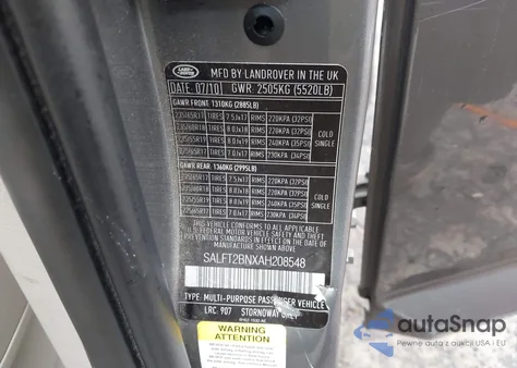 2010 Land Rover Lr2 Hse из США, поврежденный, VIN SALFT2BNXAH208548